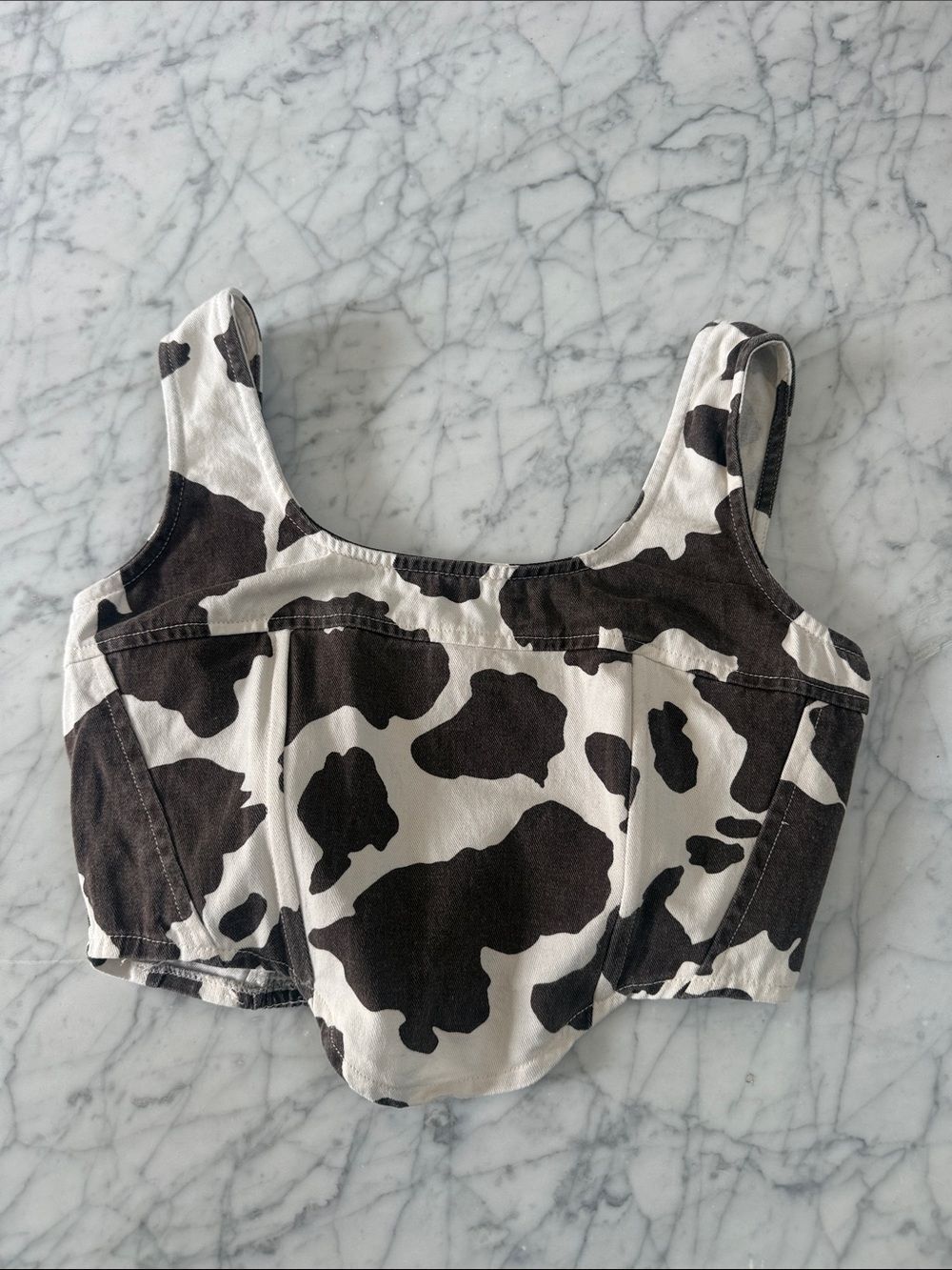 Cow Print Women's Crop Top Corset Sz M Lone Star